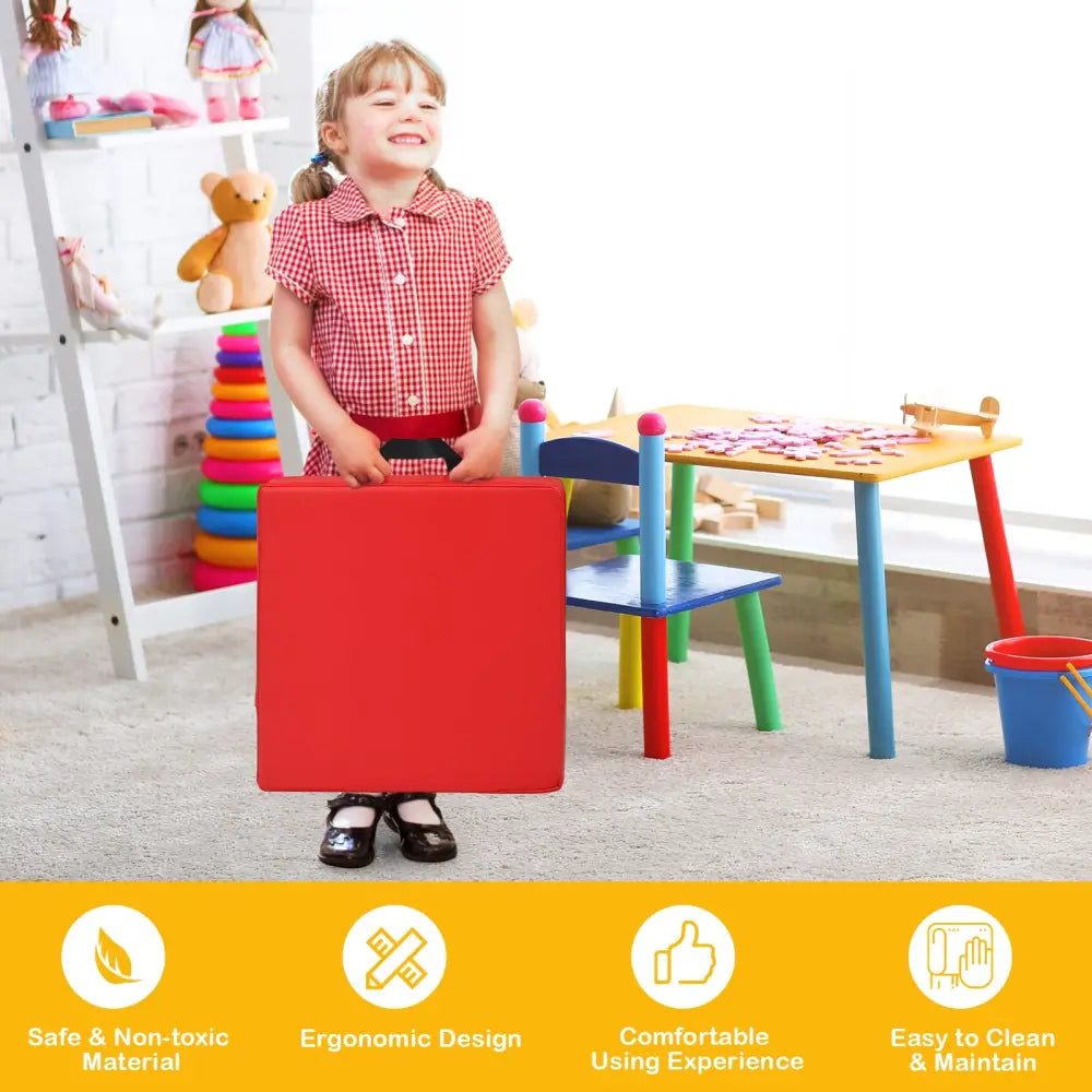 6 Piece 15 Inche Square Toddler Floor Cushions Flexible Soft Foam Seating with Handles-Color - Multicolor - Kids Chairs