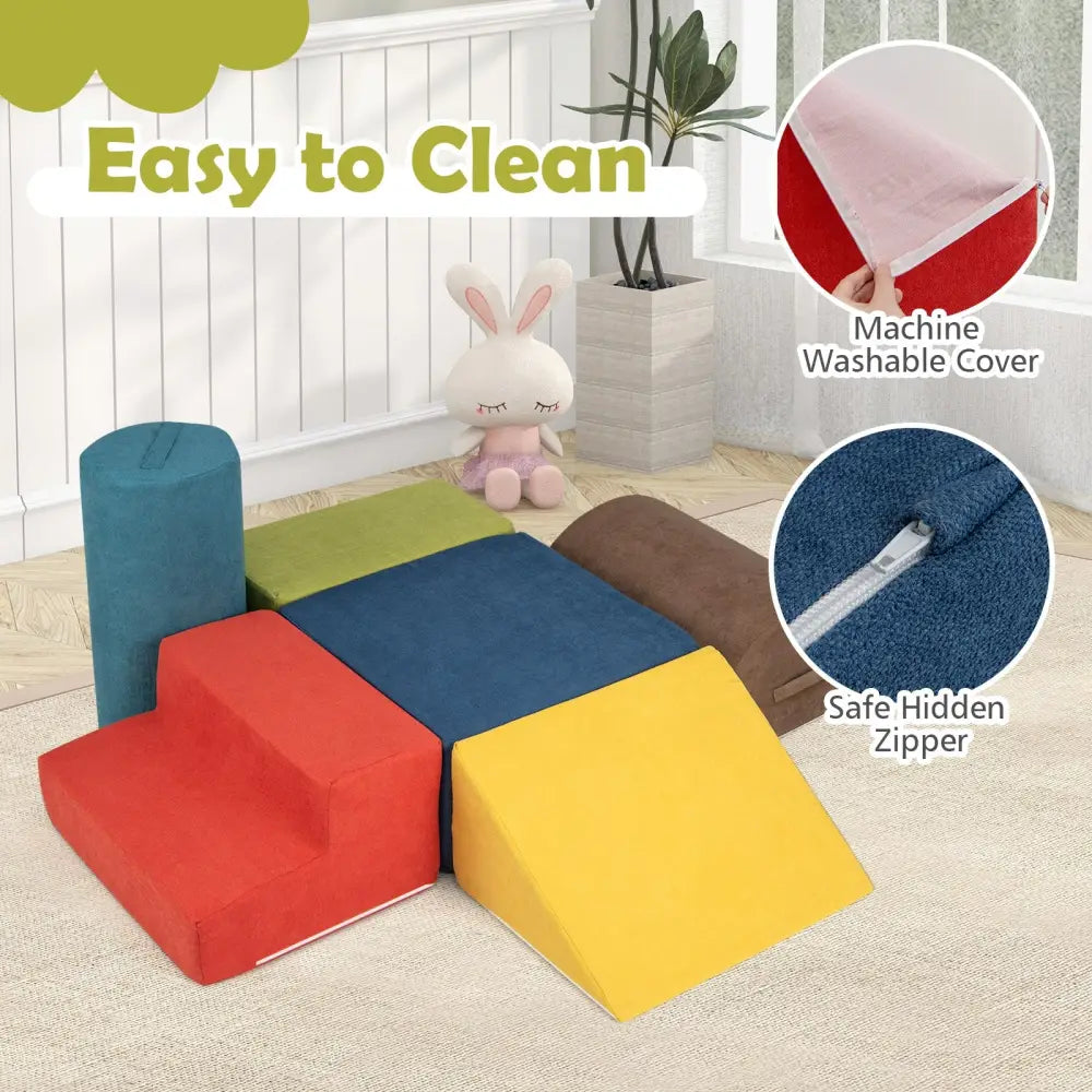 6-Piece Baby Climbing Blocks with 30D High-Density Foam and Carrying Handles-Multicolor - Multicolor - Climbers & Slides