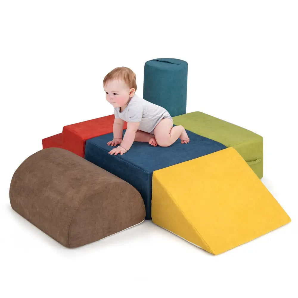 6-Piece Baby Climbing Blocks with 30D High-Density Foam and Carrying Handles-Multicolor - Multicolor - Climbers & Slides