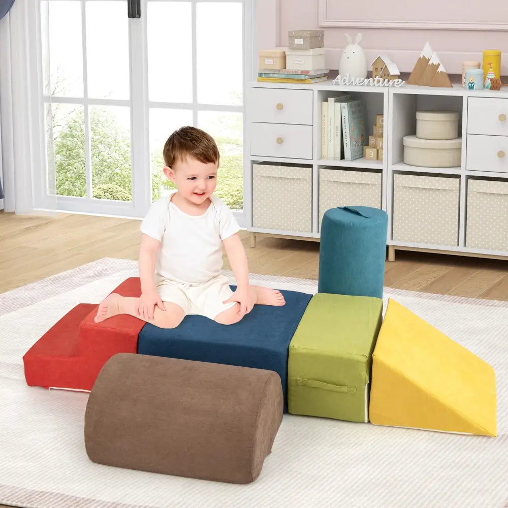 6-Piece Baby Climbing Blocks with 30D High-Density Foam and Carrying Handles-Multicolor - Multicolor - Climbers & Slides