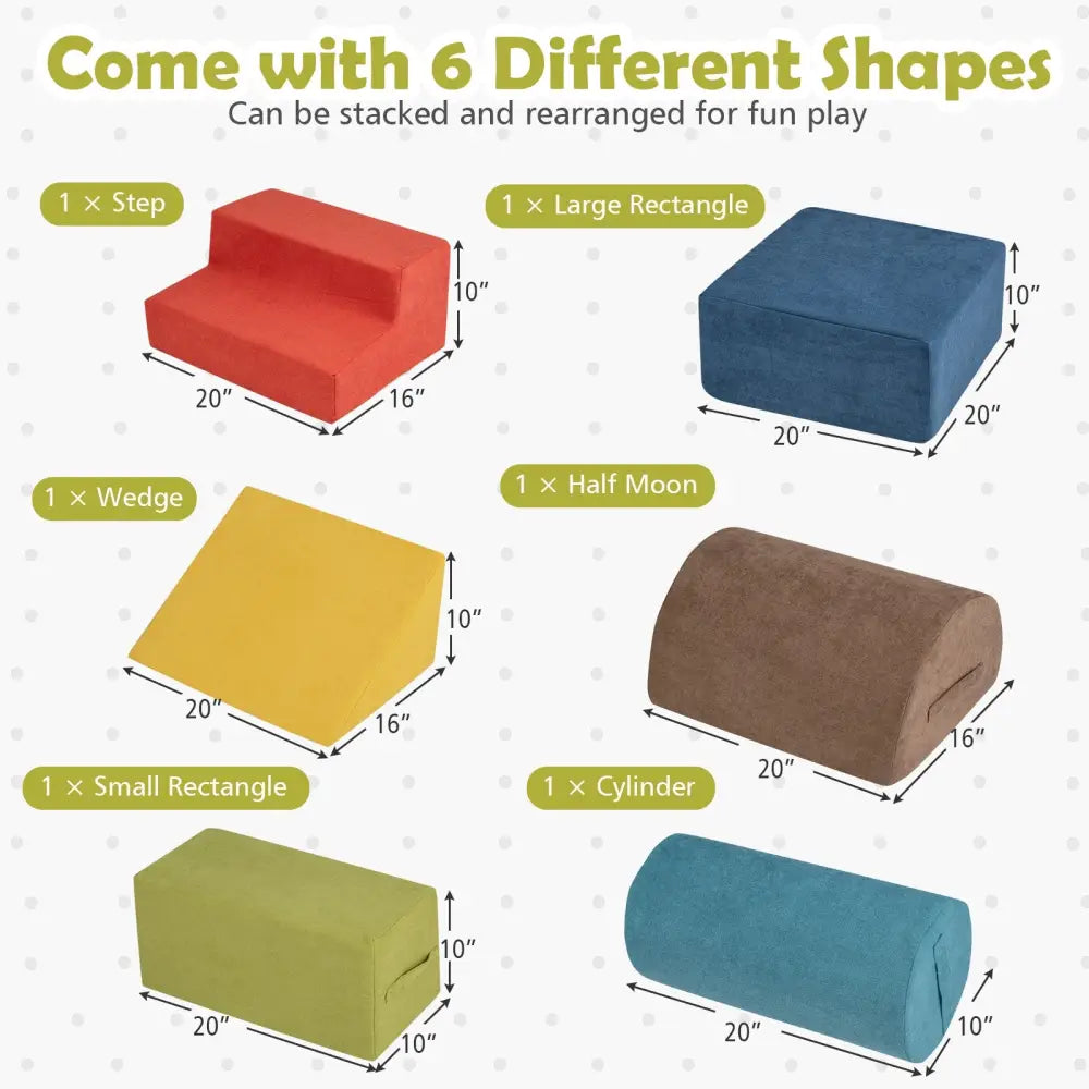 6-Piece Baby Climbing Blocks with 30D High-Density Foam and Carrying Handles-Multicolor - Multicolor - Climbers & Slides