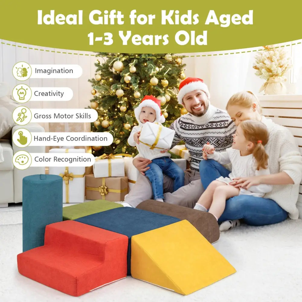 6-Piece Baby Climbing Blocks with 30D High-Density Foam and Carrying Handles-Multicolor - Multicolor - Climbers & Slides
