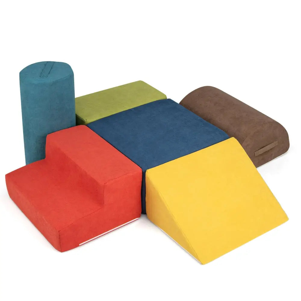 6-Piece Baby Climbing Blocks with 30D High-Density Foam and Carrying Handles-Multicolor - Multicolor - Climbers & Slides