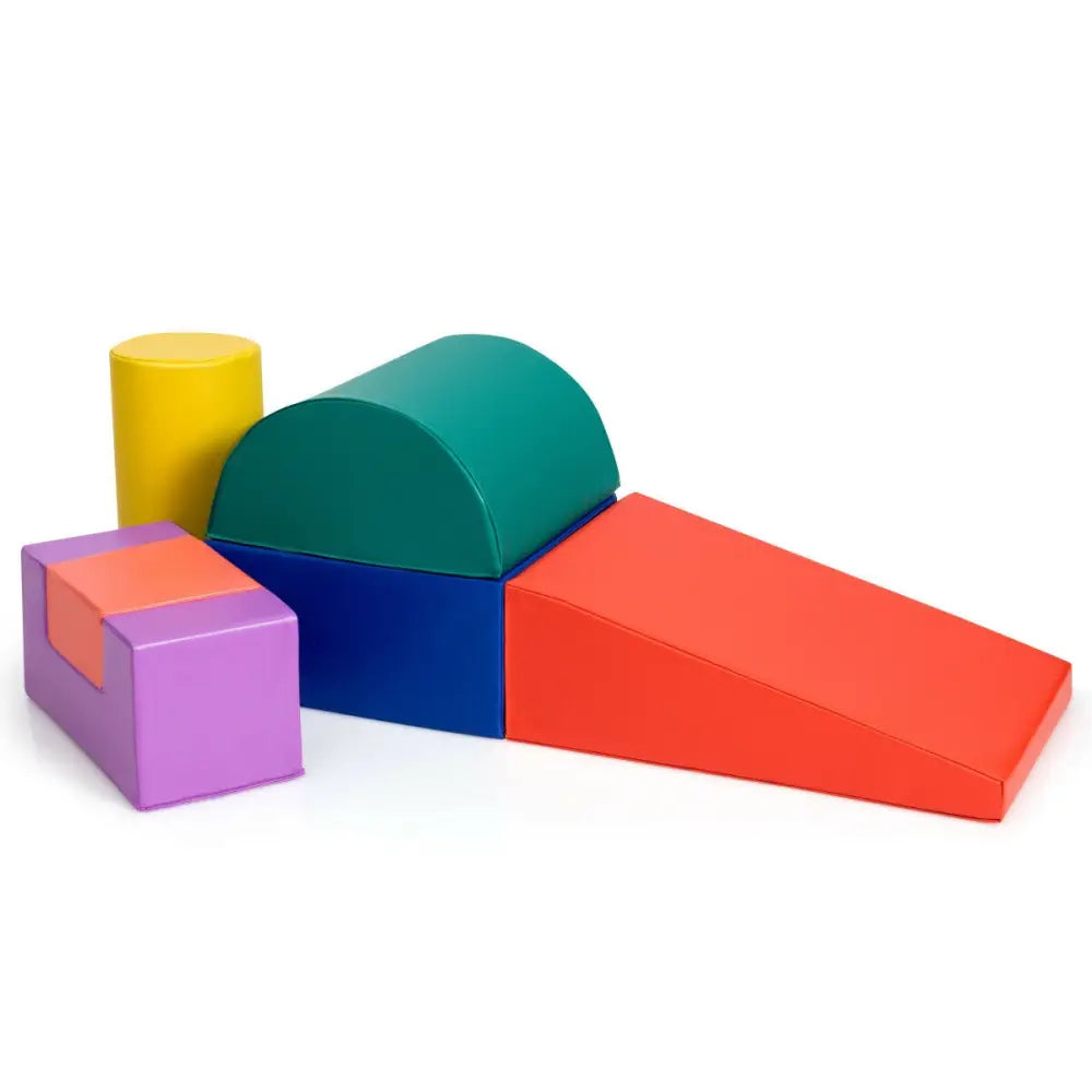 6 Piece Climb Crawl Play Set Indoor Kids Toddler-Red - Red - Climbers & Slides