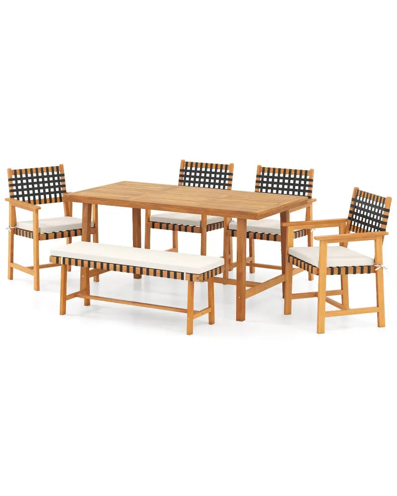 6-Piece Patio Dining Set for 5-6 People Farmhouse Furniture - Patio Dining Sets