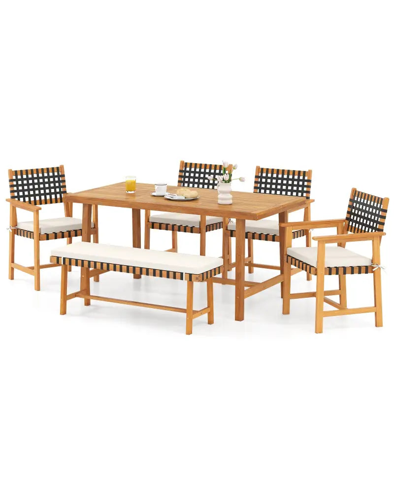 6-Piece Patio Dining Set for 5-6 People Farmhouse Furniture - Patio Dining Sets