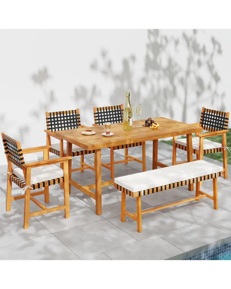 6-Piece Patio Dining Set for 5-6 People Farmhouse Furniture - Patio Dining Sets