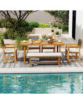 6-Piece Patio Dining Set for 5-6 People Farmhouse Furniture - Patio Dining Sets