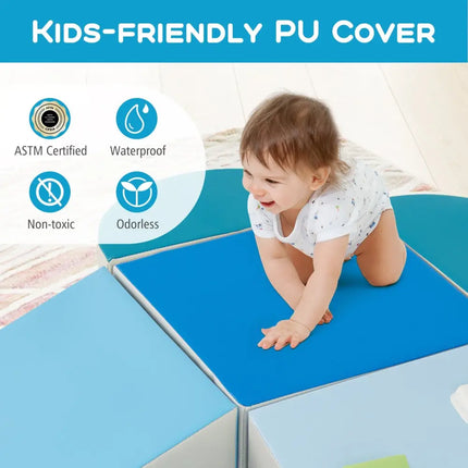 6 - Piece Soft Play Set for Toddlers with Climbing Triangle and Ramp - Blue - Oasis Home Essentials