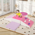 6-Piece Soft Play Set for Toddlers with Climbing Triangle and Ramp-Pink - Pink - Climbers & Slides