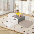 6-Piece Soft Play Set for Toddlers with Climbing Triangle and Ramp-White - White - Climbers & Slides