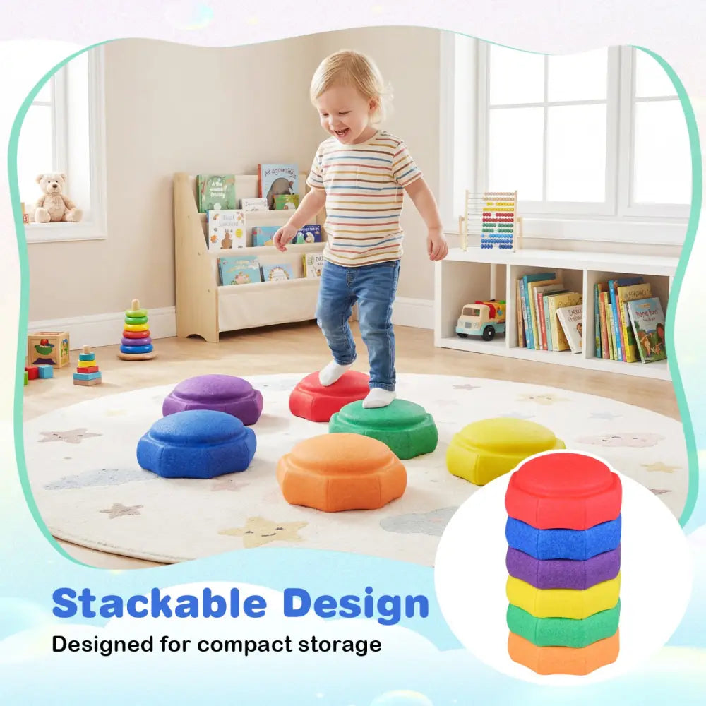 6-Piece Stepping Stones for Kids for Sensory Play and Coordination - Toy Sports