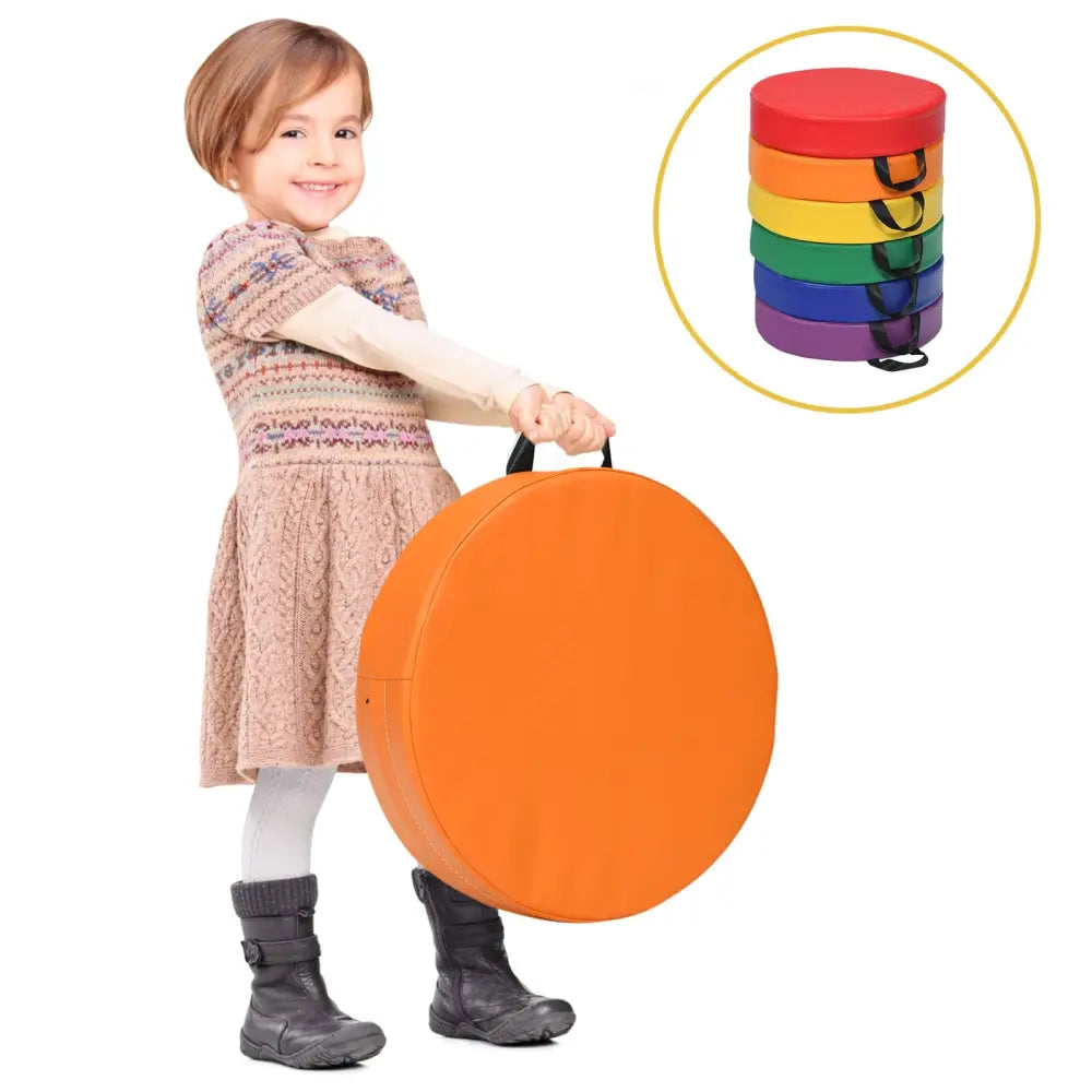 6 Pieces 15 Inch Round Toddler Floor Cushions for Kids-Multicolor - Multicolor - Kids Chairs & Seating