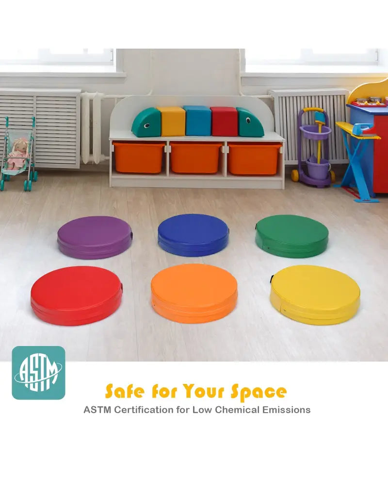 6 Pieces 15 Inch Round Toddler Floor Cushions for Kids-Multicolor - Multicolor - Kids Chairs & Seating