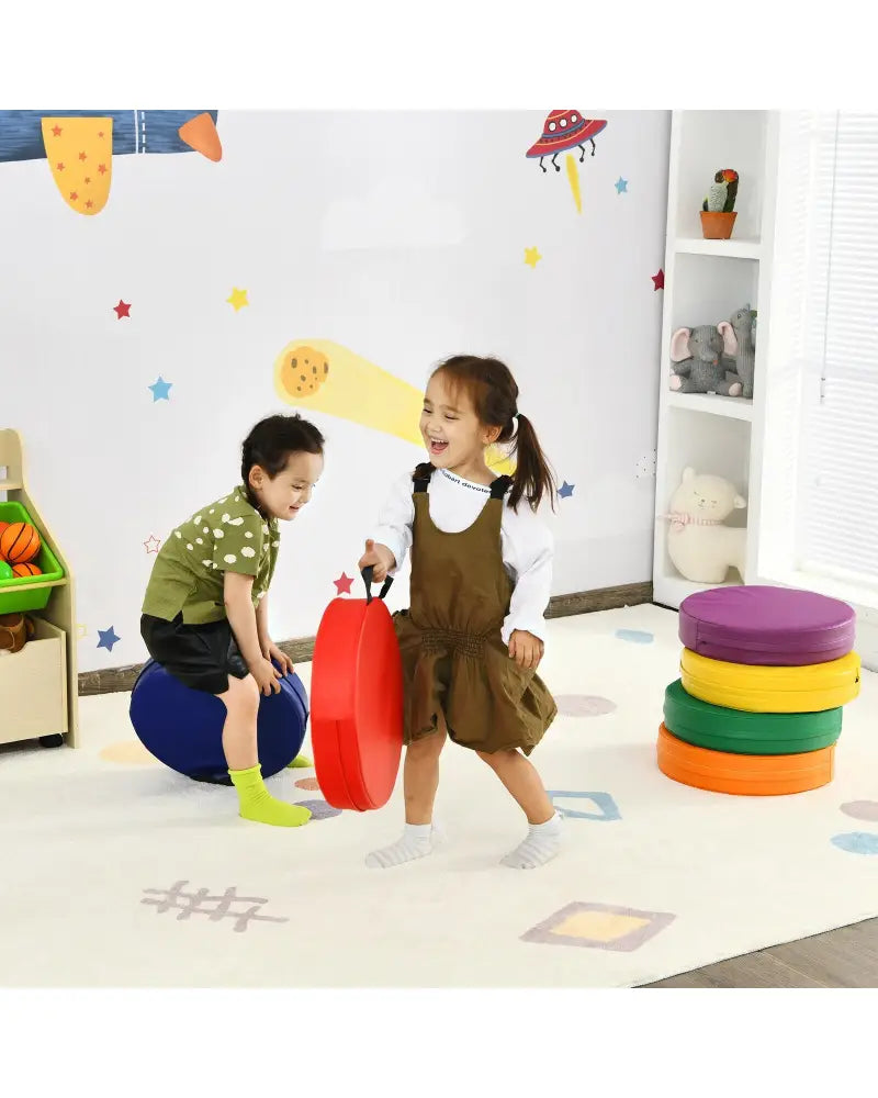 6 Pieces 15 Inch Round Toddler Floor Cushions for Kids-Multicolor - Multicolor - Kids Chairs & Seating