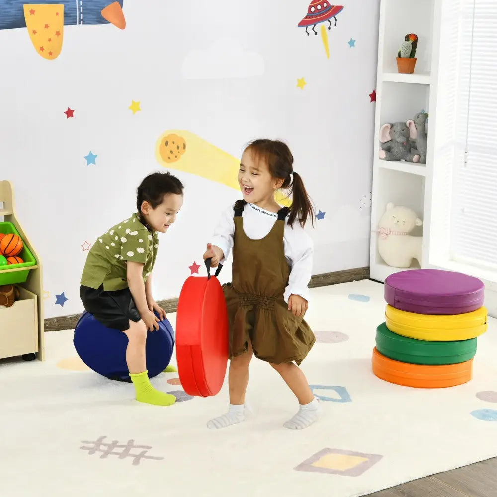 6 Pieces 15 Inch Round Toddler Floor Cushions for Kids-Multicolor - Multicolor - Kids Chairs & Seating