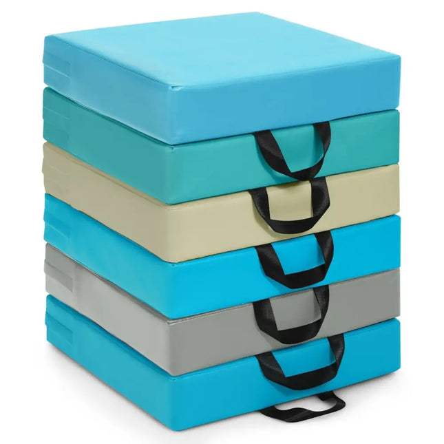 6 Pieces 15 Inches Square Toddler Floor Cushions Flexible Soft Foam Seating with HandlesBlue - Oasis Home Essentials