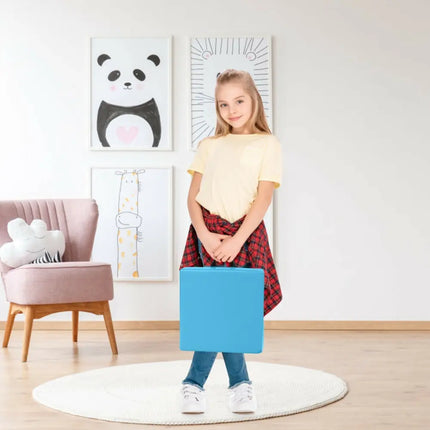 6 Pieces 15 Inches Square Toddler Floor Cushions Flexible Soft Foam Seating with Handles-Blue - Blue - Kids Chairs &