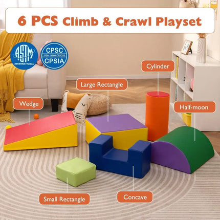 6 Pieces Foam Climbing Blocks Indoor Climb and Crawl Activity Playset with Rectangles - Purple - Oasis Home Essentials