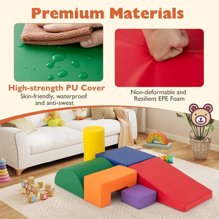 6 Pieces Foam Climbing Blocks Indoor Climb and Crawl Activity Playset with Rectangles - Orange - Oasis Home Essentials