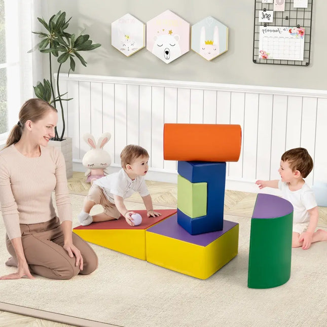 6 Pieces Foam Climbing Blocks Indoor Climb and Crawl Activity Playset with Rectangles - Purple - Oasis Home Essentials