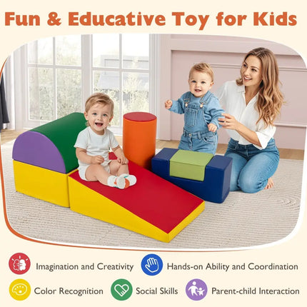 6 Pieces Foam Climbing Blocks Indoor Climb and Crawl Activity Playset with Rectangles - Purple - Oasis Home Essentials