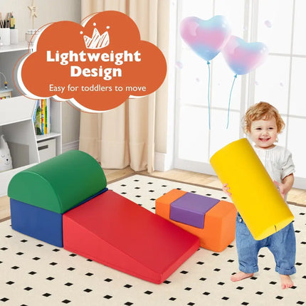 6 Pieces Foam Climbing Blocks Indoor Climb and Crawl Activity Playset with Rectangles - Orange - Oasis Home Essentials
