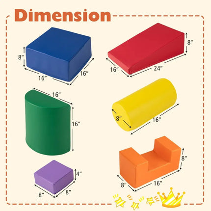 6 Pieces Foam Climbing Blocks Indoor Climb and Crawl Activity Playset with Rectangles - Orange - Oasis Home Essentials