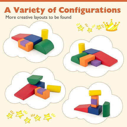 6 Pieces Foam Climbing Blocks Indoor Climb and Crawl Activity Playset with Rectangles - Orange - Oasis Home Essentials