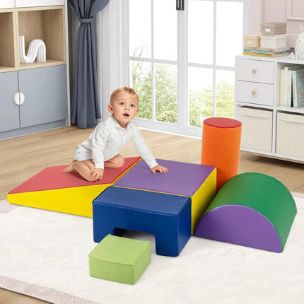 6 Pieces Foam Climbing Blocks Indoor Climb and Crawl Activity Playset with Rectangles - Purple - Oasis Home Essentials