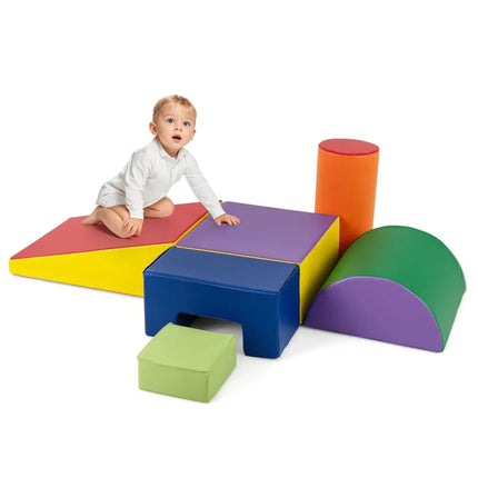 6 Pieces Foam Climbing Blocks Indoor Climb and Crawl Activity Playset with Rectangles - Purple - Oasis Home Essentials
