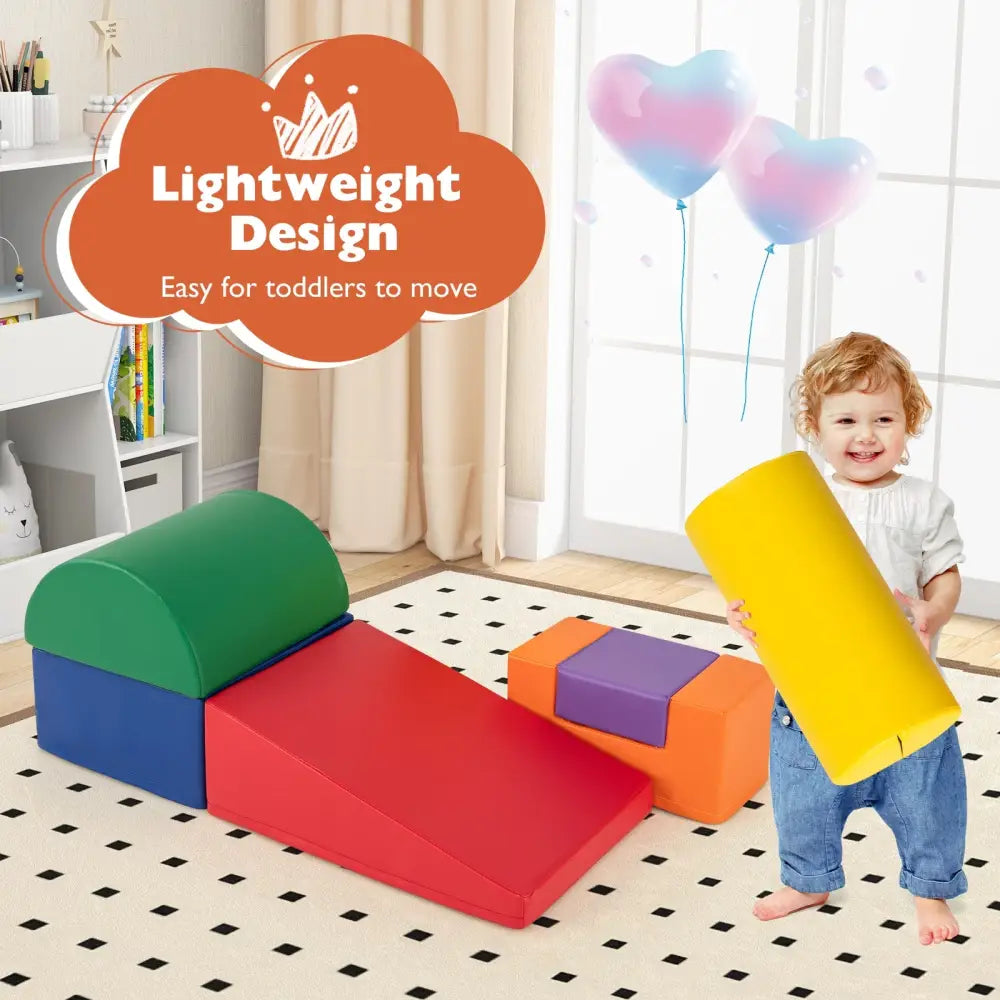 6 Pieces Foam Climbing Blocks Indoor Climb and Crawl Activity Playset with Rectangles-Orange - Orange - Climbers &