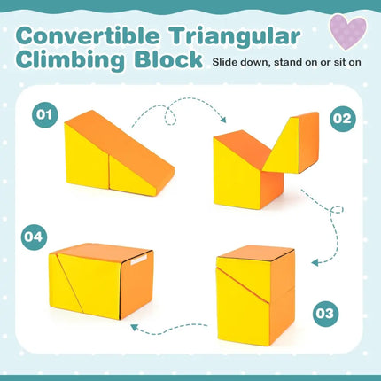 6 Pieces Foam Climbing Blocks Soft Play Climbing for Toddlers with Tunnel - Multicolor - Oasis Home Essentials