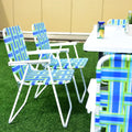 6 Pieces Folding Beach Chair Camping Lawn Webbing Chair-Blue - Blue - Beach & Lawn Chairs