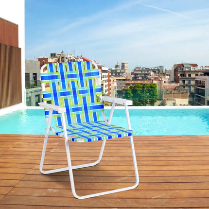 6 Pieces Folding Beach Chair Camping Lawn Webbing Chair-Blue - Blue - Beach & Lawn Chairs