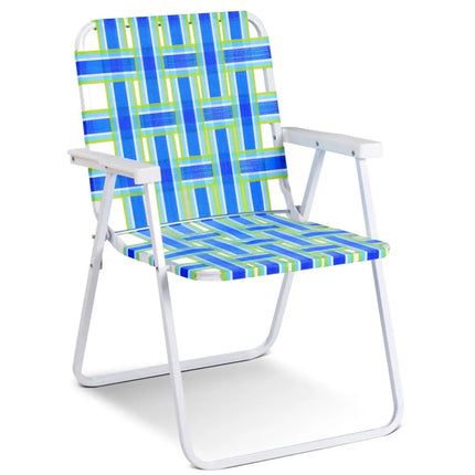 6 Pieces Folding Beach Chair Camping Lawn Webbing Chair-Blue - Blue - Beach & Lawn Chairs