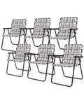 6 Pieces Folding Beach Chair Camping Lawn Webbing Chair-Brown - Brown - Beach & Lawn Chairs