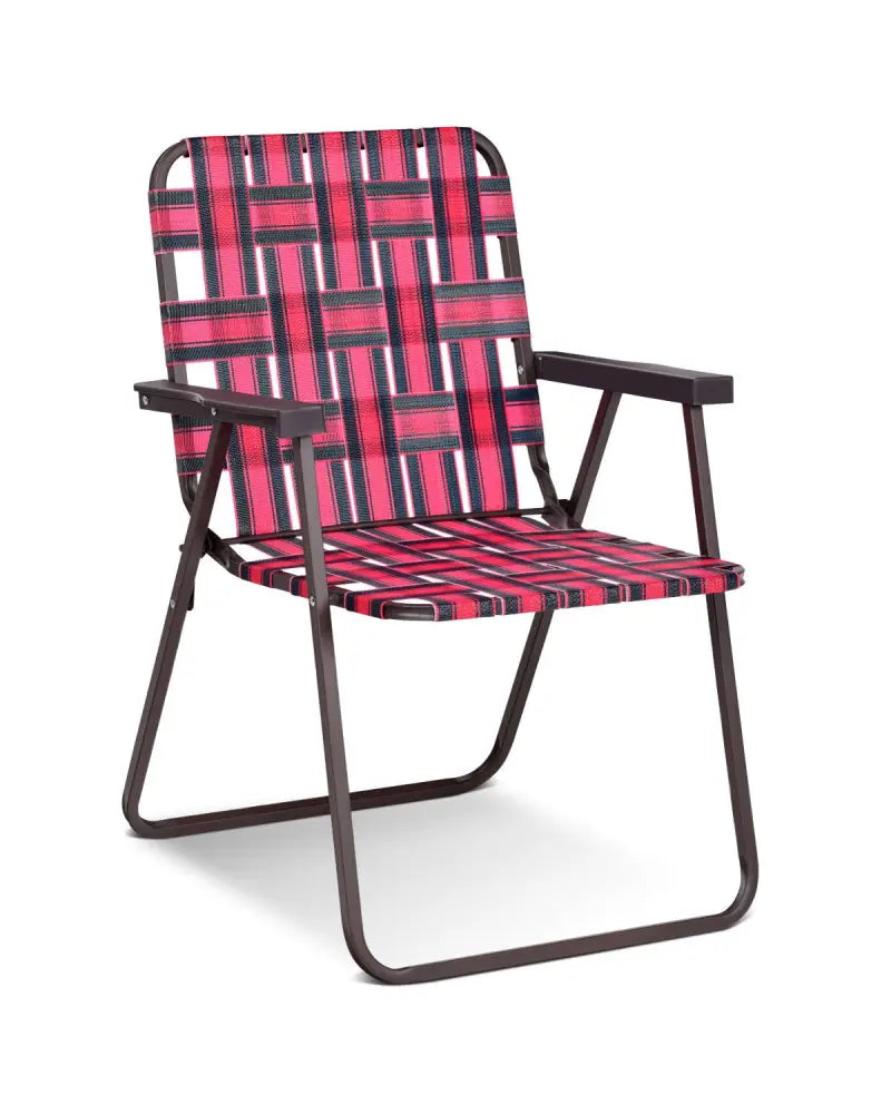 6 Pieces Folding Beach Chair Camping Lawn Webbing Chair-Red - Red - Beach & Lawn Chairs