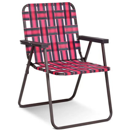 6 Pieces Folding Beach Chair Camping Lawn Webbing Chair-Red - Red - Beach & Lawn Chairs