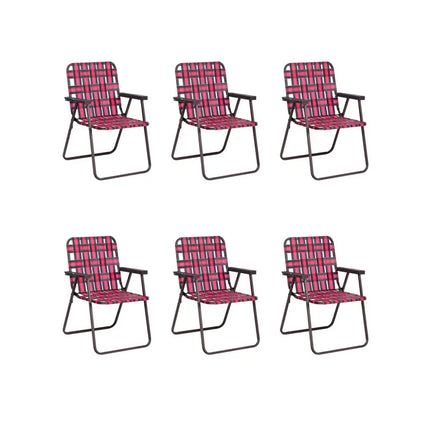 6 Pieces Folding Beach Chair Camping Lawn Webbing Chair-Red - Red - Beach & Lawn Chairs
