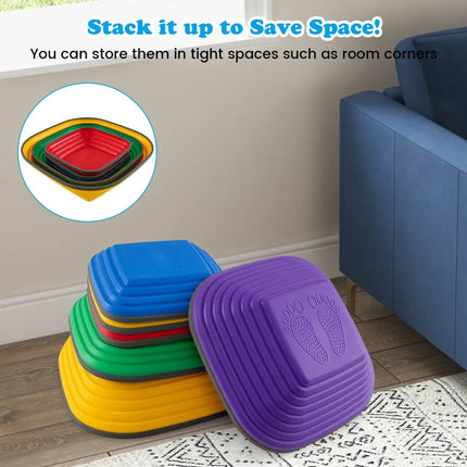 6 Pieces Kids Stepping Stone Square Balance Blocks Indoor Outdoor-Multicolor - Multicolor - Toy Sports