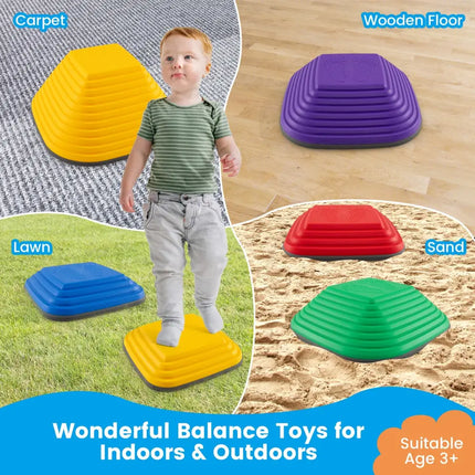6 Pieces Kids Stepping Stone Square Balance Blocks Indoor Outdoor-Multicolor - Multicolor - Toy Sports