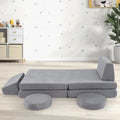 6 Pieces Modular Kids Play Couch Set with Washable Covers for Living Room Playroom-Gray - Gray - Kids Chairs & Seating