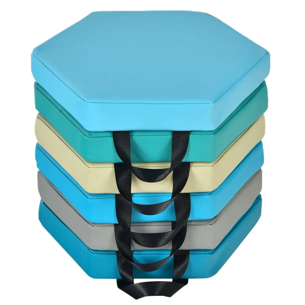 6 Pieces Multifunctional Hexagon Toddler Floor Cushions Classroom Seating with Handles-Blue - Blue - Kids Chairs &