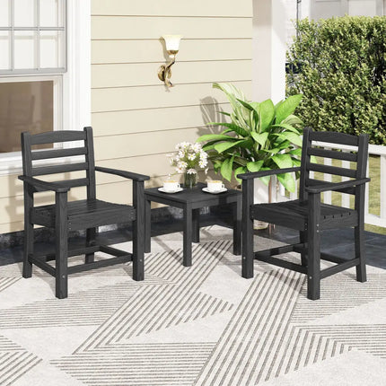 6 Pieces Patio Dining Bench Set Outdoor HDPE Weather Resistant Table and Chairs Set-Black - Black - Patio Dining Sets