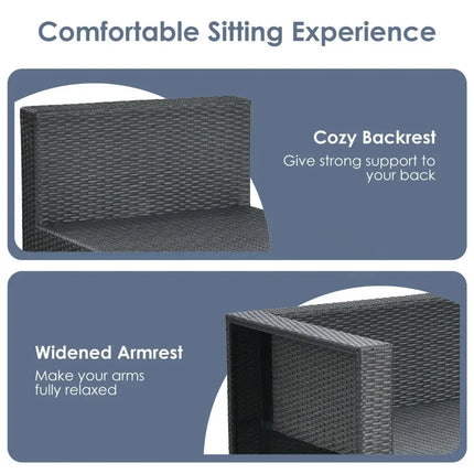 6 Pieces Patio Rattan Furniture Set Space Saving Cushioned No Assembly-Gray - Gray - Outdoor Sectionals