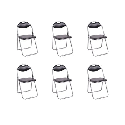 6 Pieces U-Shape Folding Chairs with Hollow Handle - Black - Dining Chairs