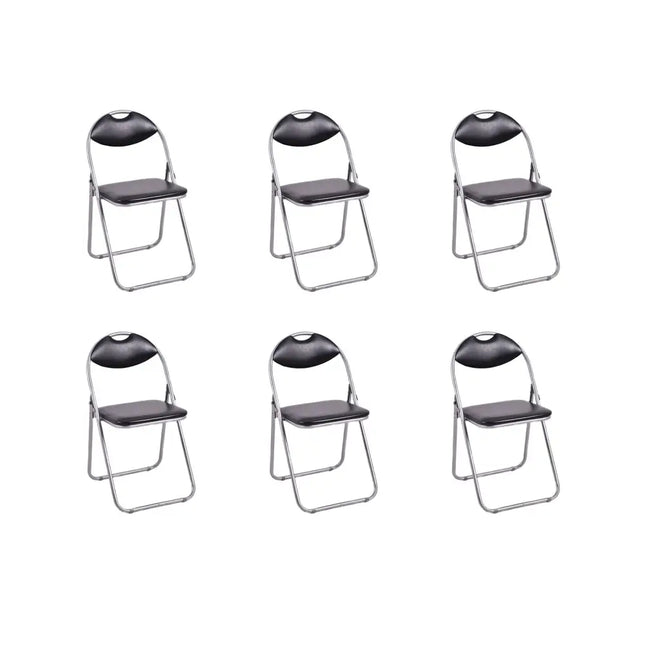 6 Pieces U-Shape Folding Chairs with Hollow Handle - Black - Dining Chairs