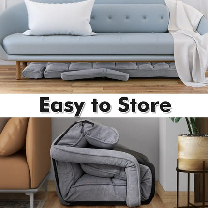 6-Position Adjustable Floor Chair with Adjustable Armrests and Footrest-Gray - Gray - Floor Chairs