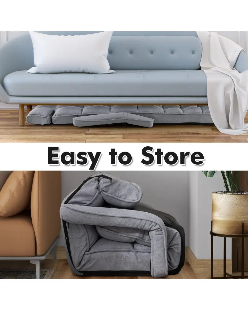 6-Position Adjustable Floor Chair with Adjustable Armrests and Footrest-Gray - Gray - Floor Chairs